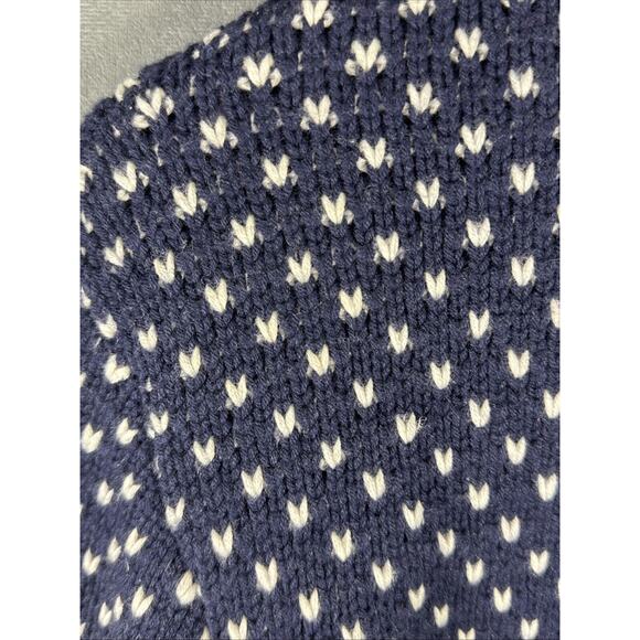 VINEYARD VINES Nordic Birds Eye Quarter Zip Sweater Navy Sz L Merino Wool Blend‎ - Picture 3 of 6